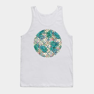 Muted Moroccan Mosaic Tiles with Palm Leaves Tank Top